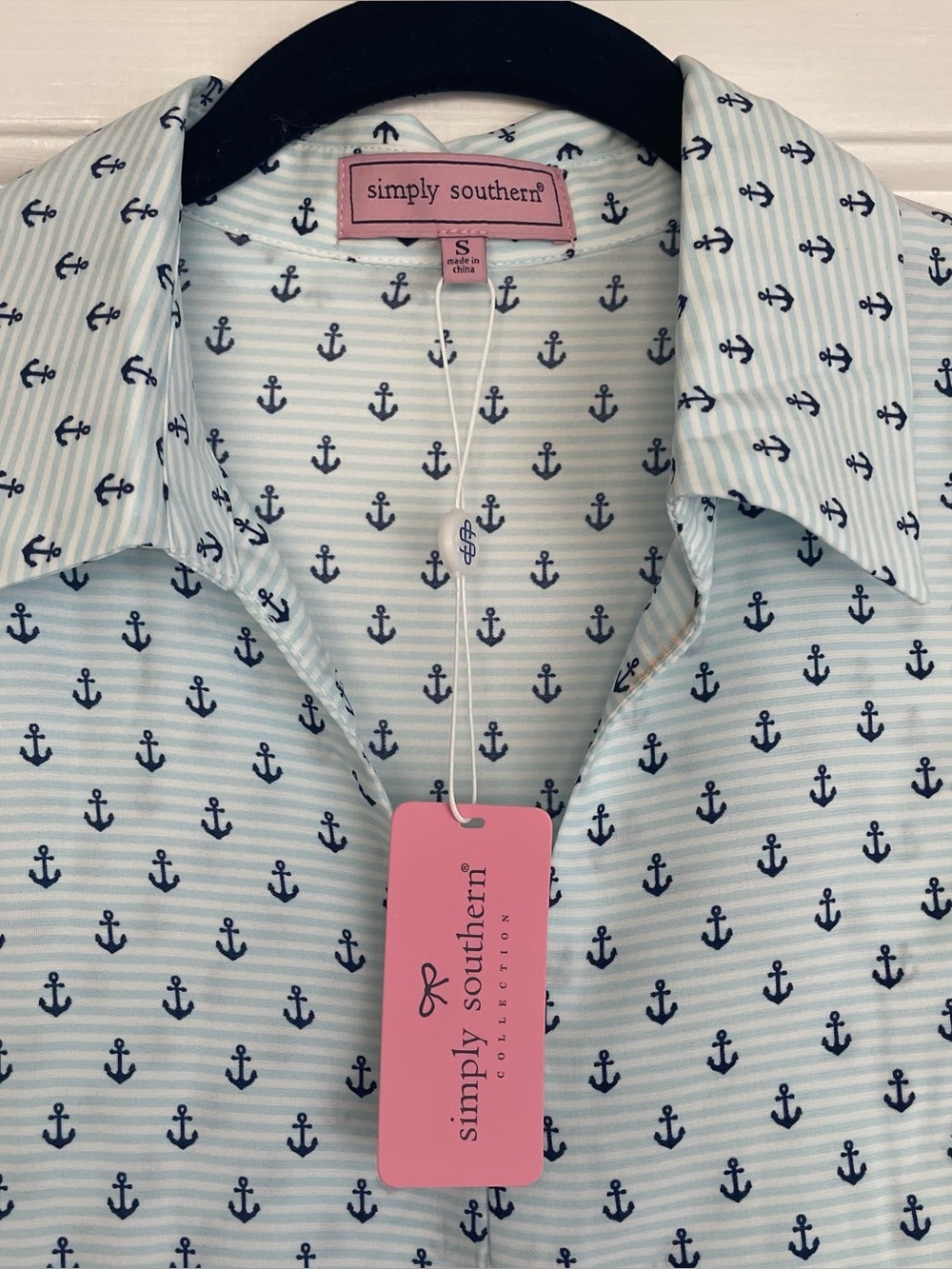 Simply Southern Coastal Patchwork Anchor Print Dress Nautical - Picture 3 of 7